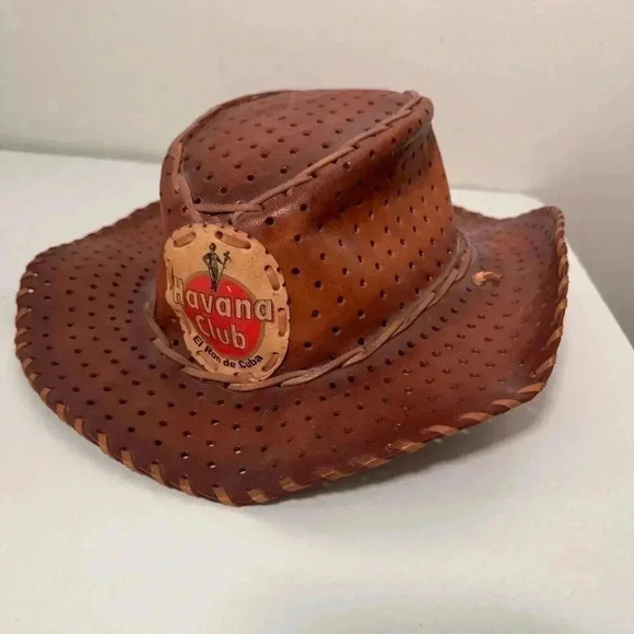 Leather Havana club cowboy hat western,  festivals - Picture 3 of 4